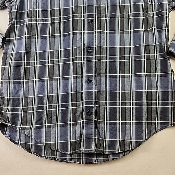 Patagonia Mens Organic Cotton Long Sleeve Button Down Shirt Medium Blue Plaid - Picture 6 of 10